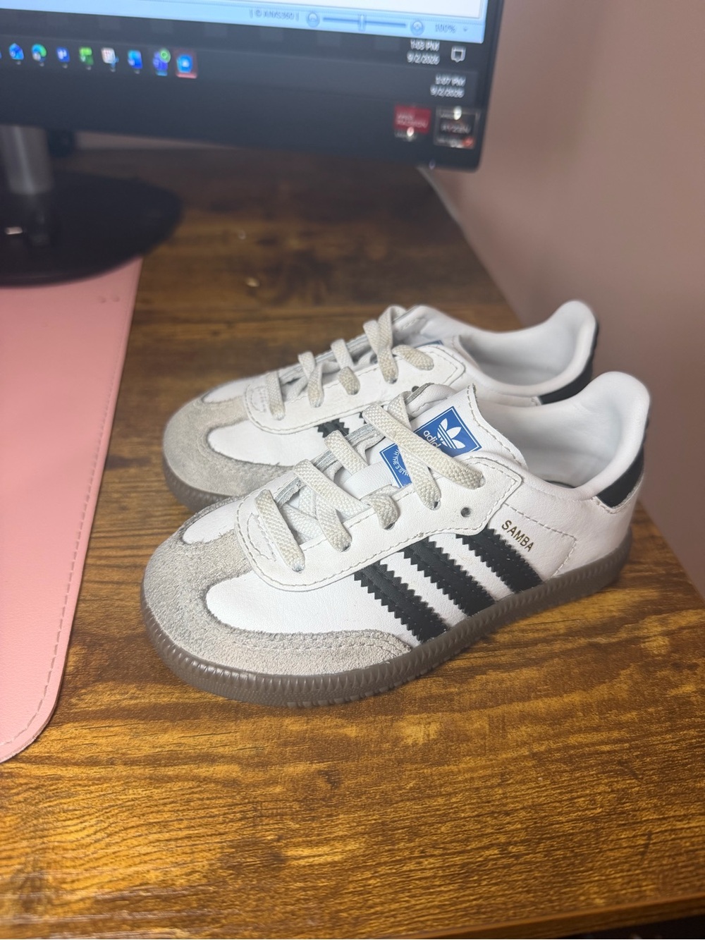 adidas Kids Samba Sneakers in White and Black